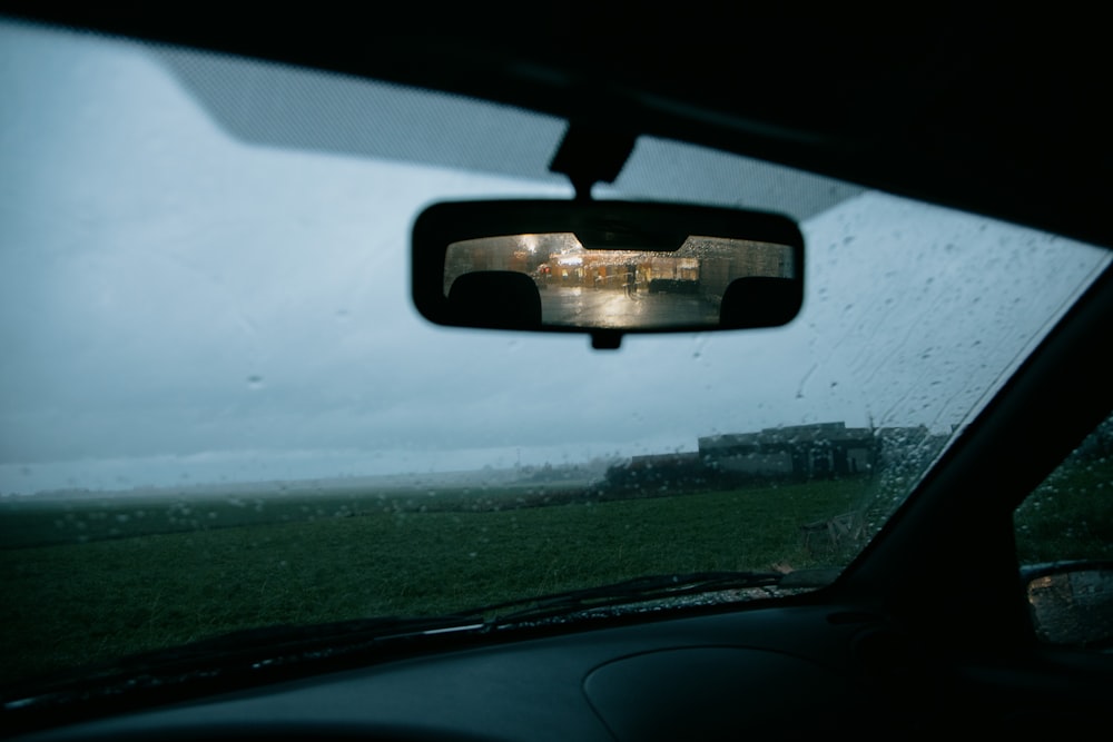 car window with water droplets