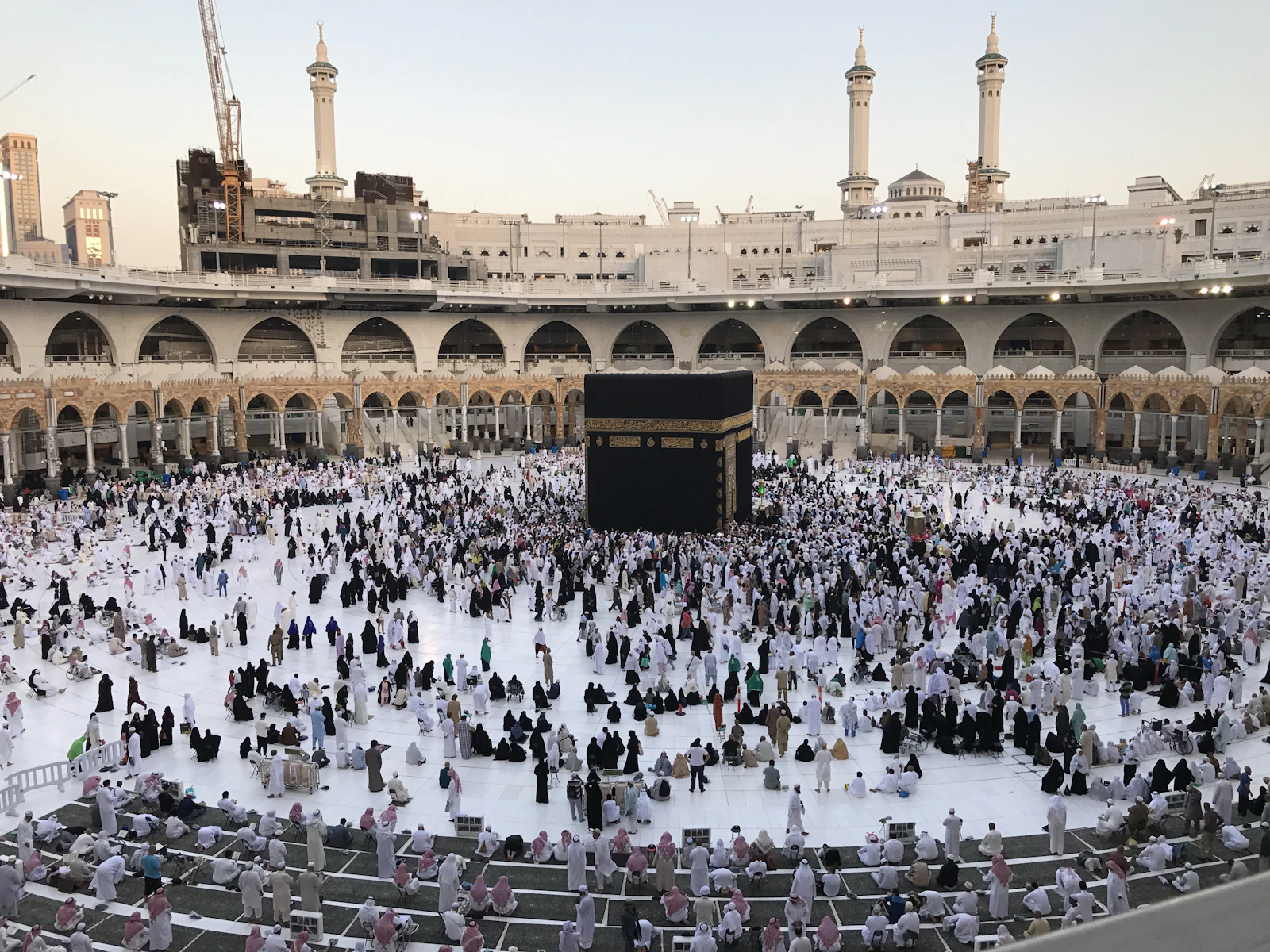 Pilgrims circling the Kaaba at Masjid al-Haram, Makkah