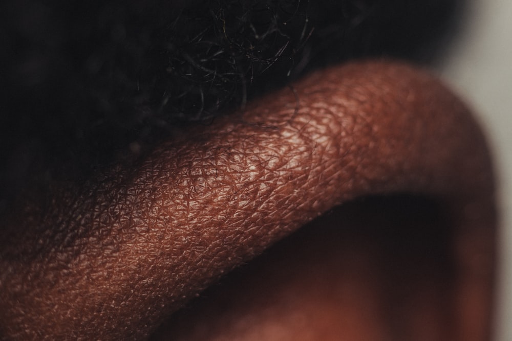 persons head with black background