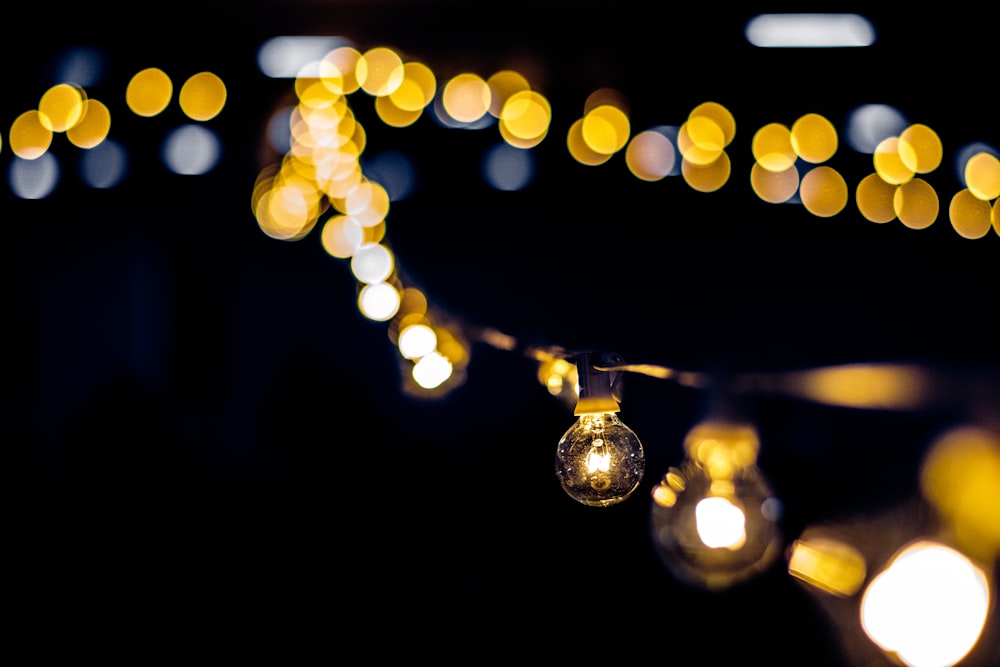 yellow light bokeh on black background