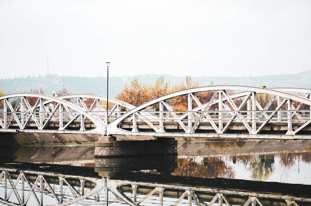 Weiße und braune Brücke über den Fluss