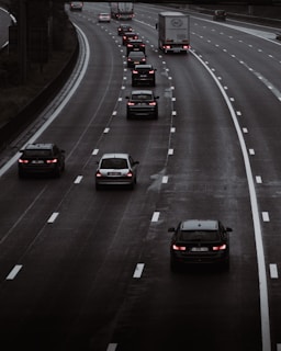 black car on the road