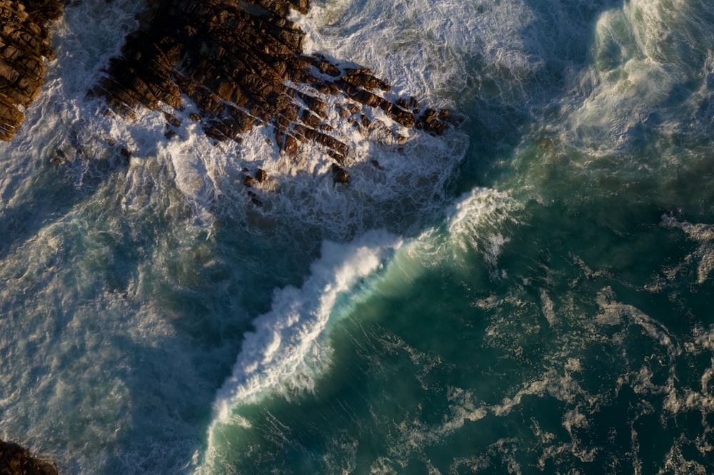 aerial view of ocean waves