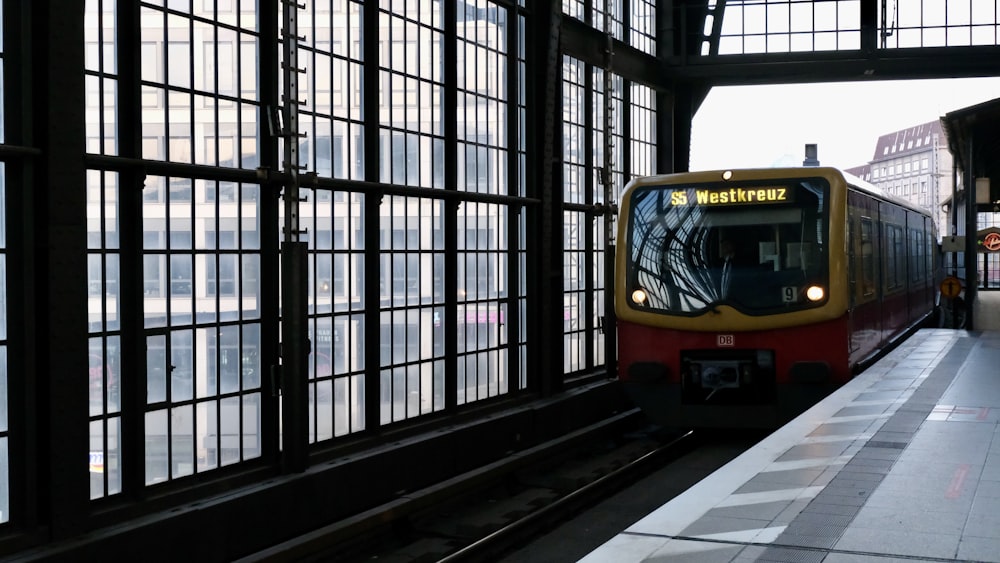 yellow and red train on rail