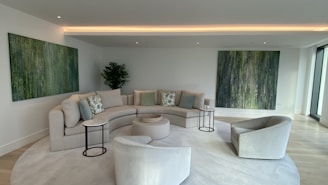 white and brown living room set