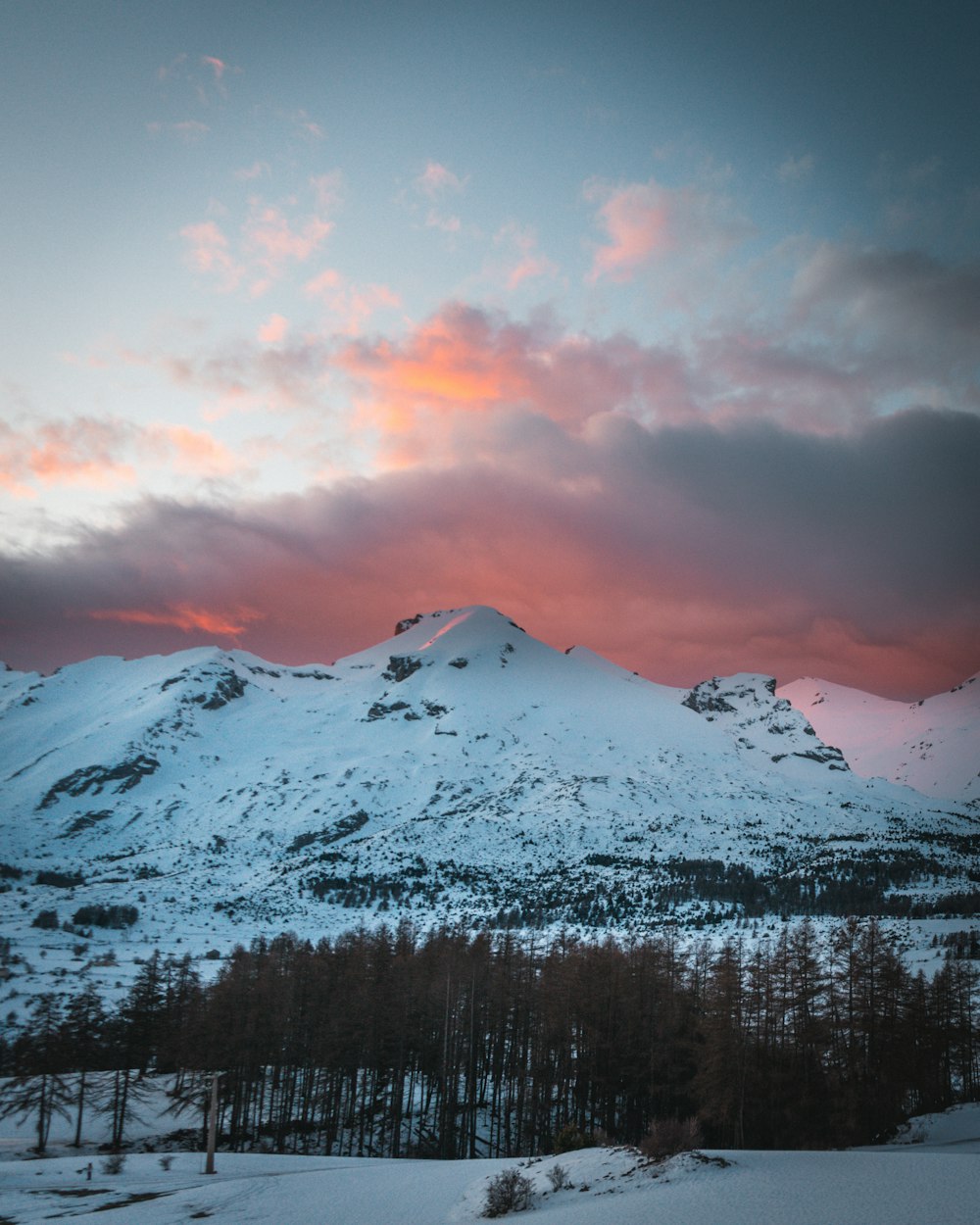 snow covered mountain during daytime