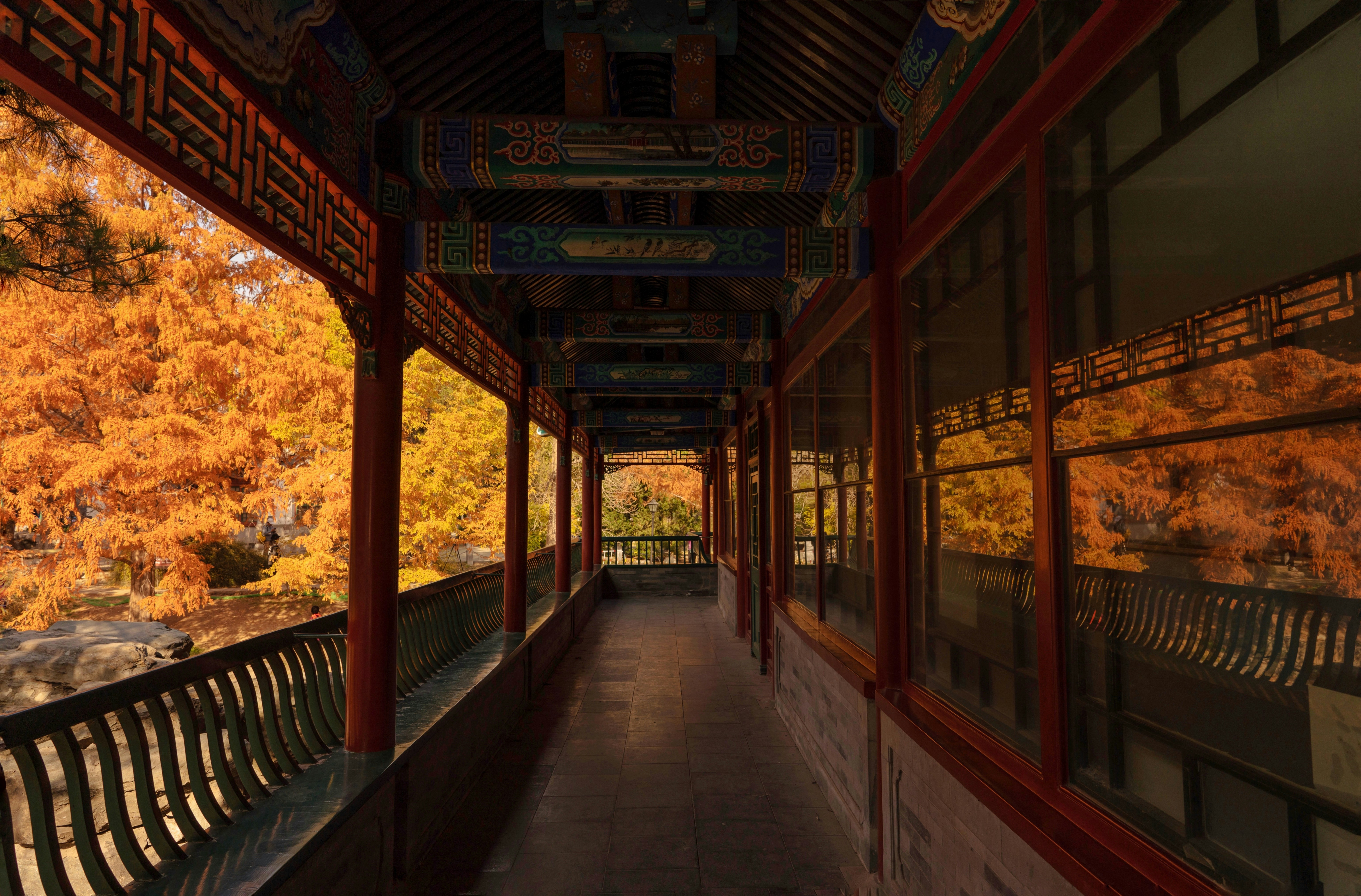 Autumn in Beijing Waterside pavilion, ZhongShan Park