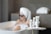 A happy customer enjoying a spa treatment at salon bila hdoud.