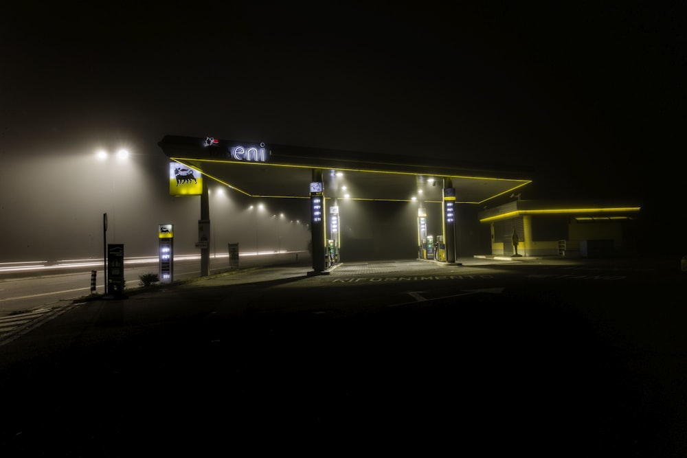 white and black building during night time