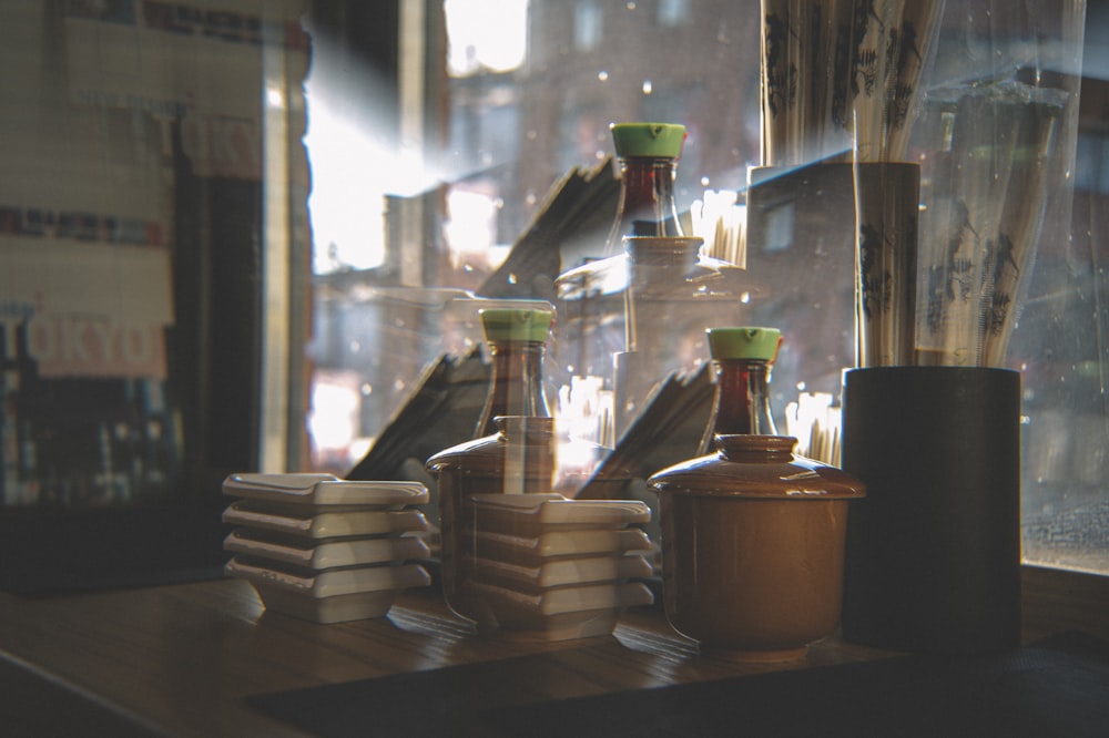 brown wooden round container on brown wooden table