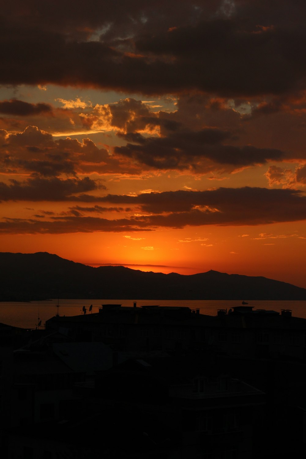 silhouette of mountain during sunset