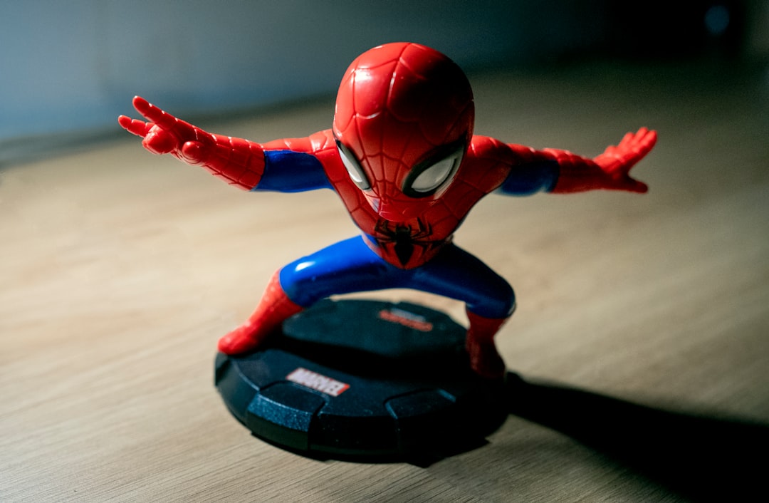 red and blue spider man toy