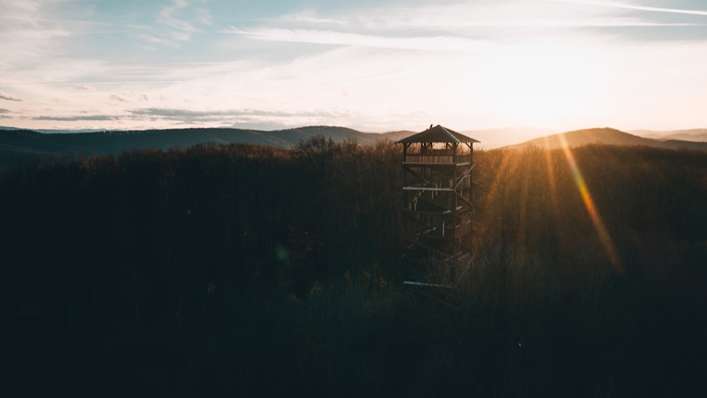 maison en bois marron sur un champ d’herbe verte pendant la journée