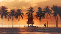 silhouette of palm trees near beach during sunset