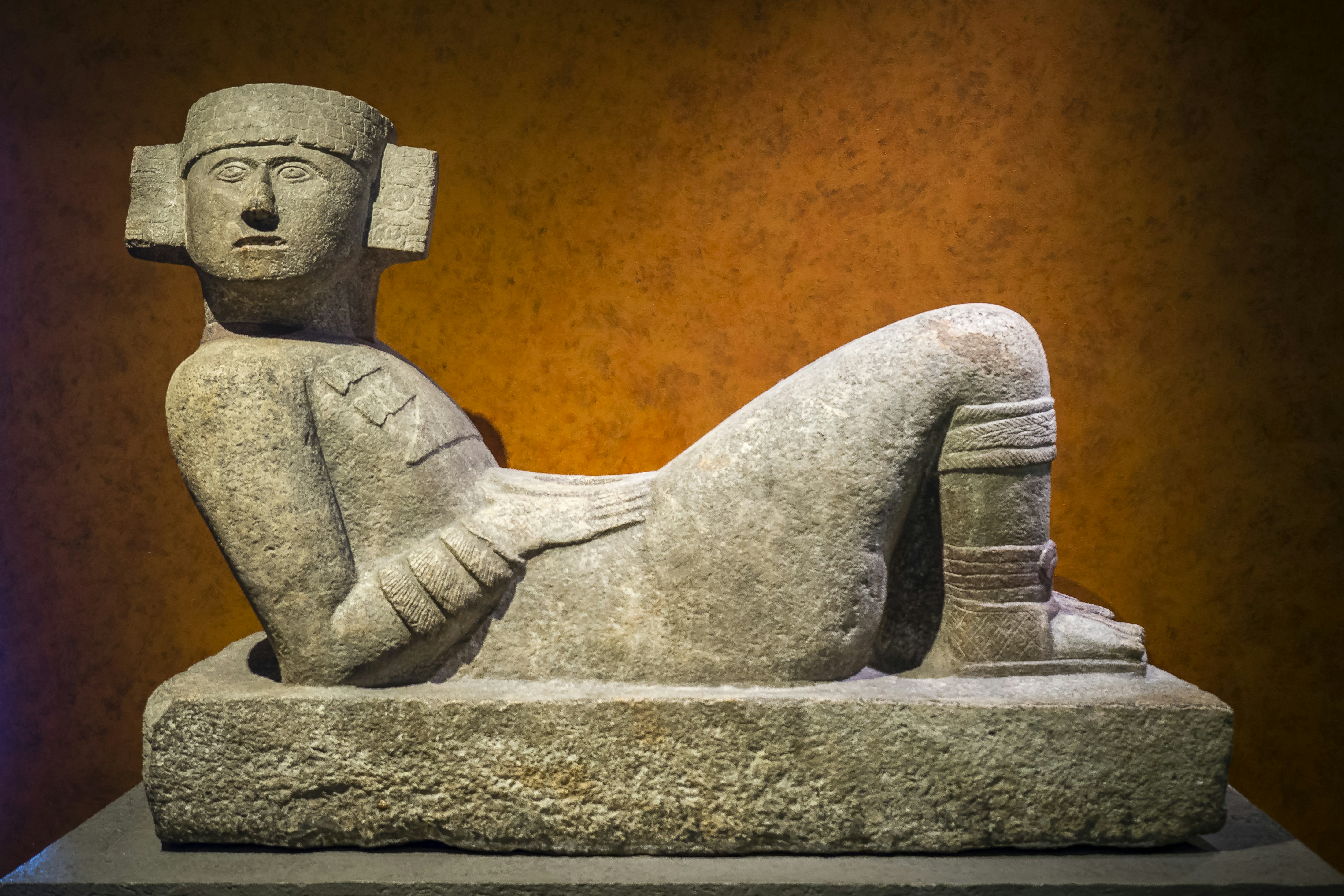 The figure of Chak Mo'ol in the Maya Hall of the Museum of Anthropology in Mexico City