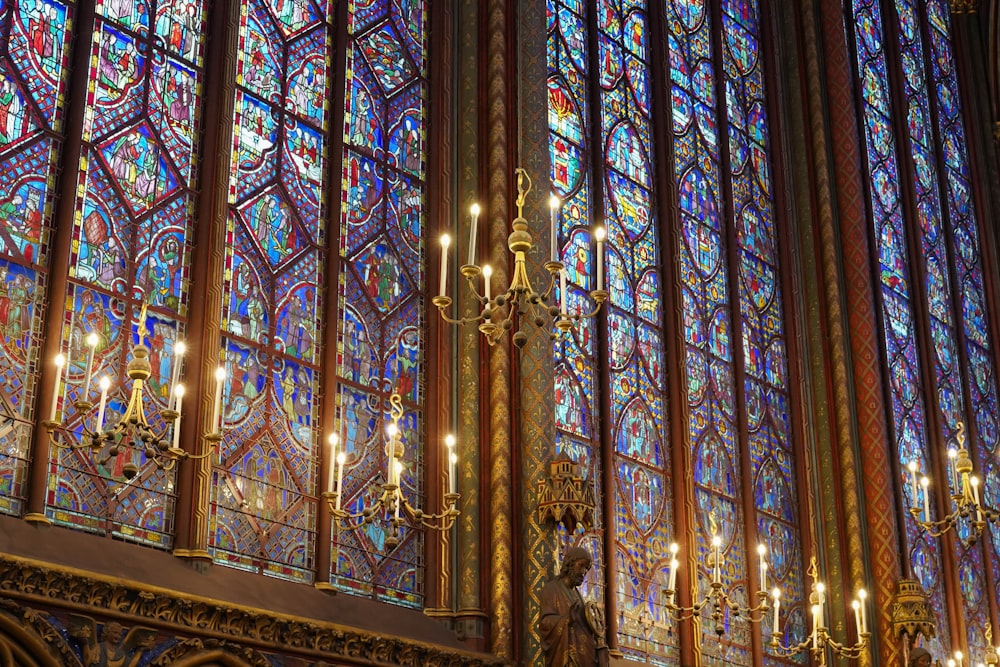 gold and blue glass cathedral