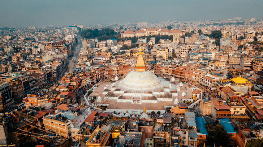 Aerial view of Kathmandu, Nepal cityscape representing everyday household budgeting needs