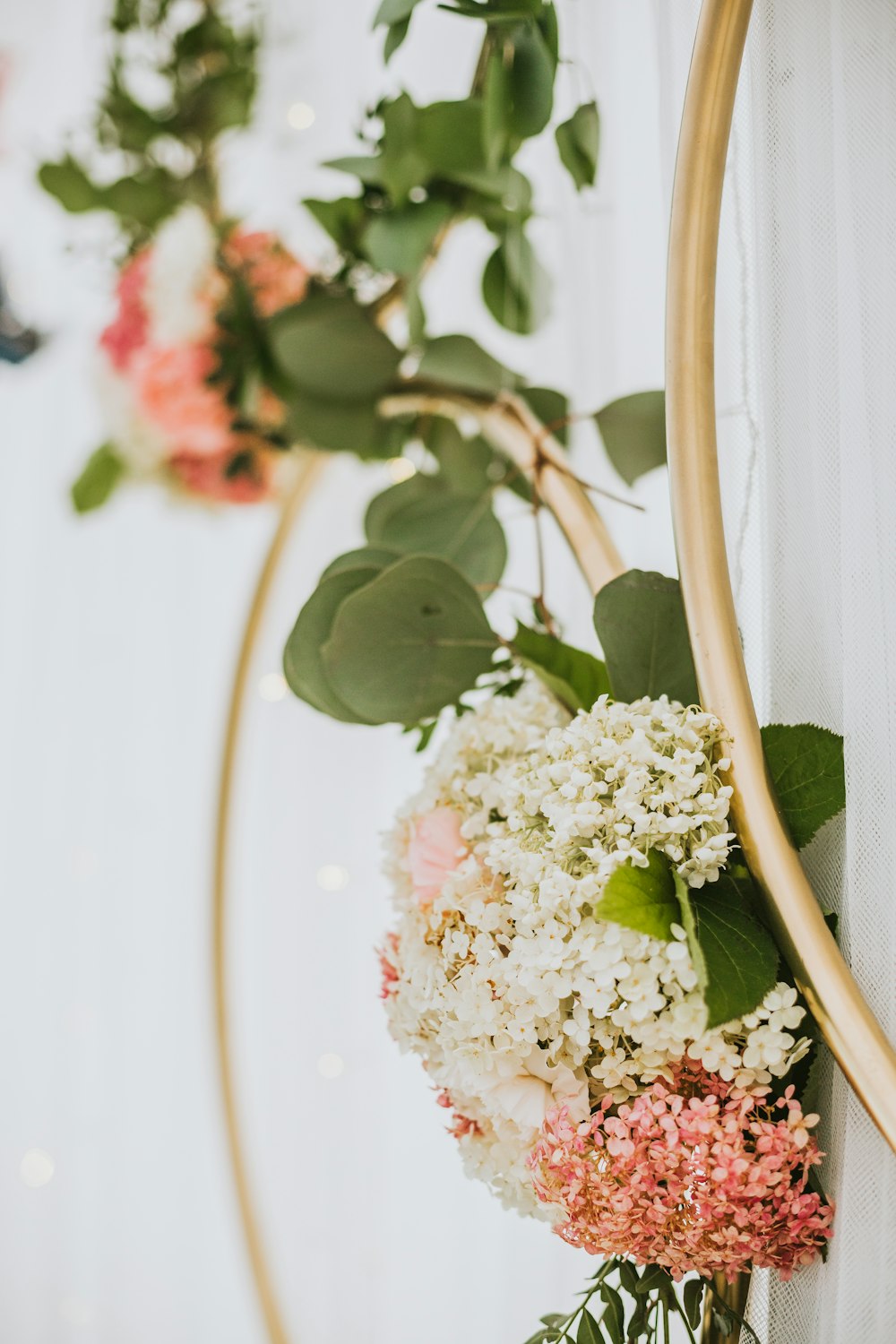 white and pink flowers on white ceramic plate