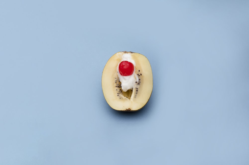 white and red heart shaped bread