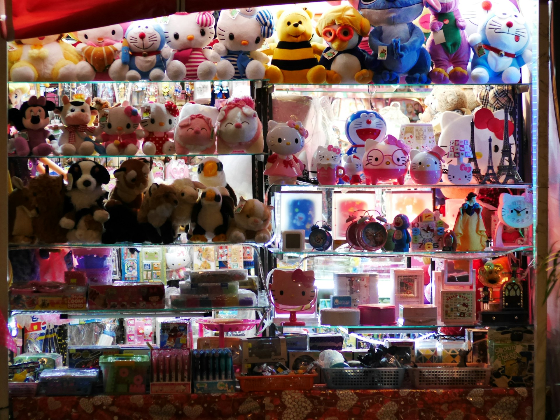 hello kitty plush toys on display
