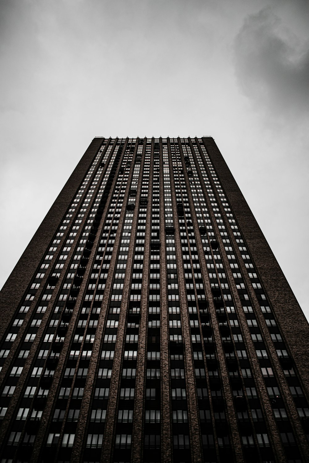 brown and black concrete building under gray sky