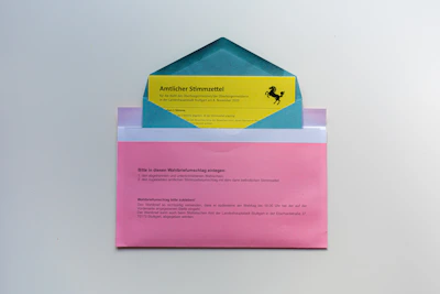 pink blue and yellow cards