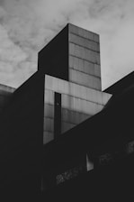 grayscale photo of concrete building