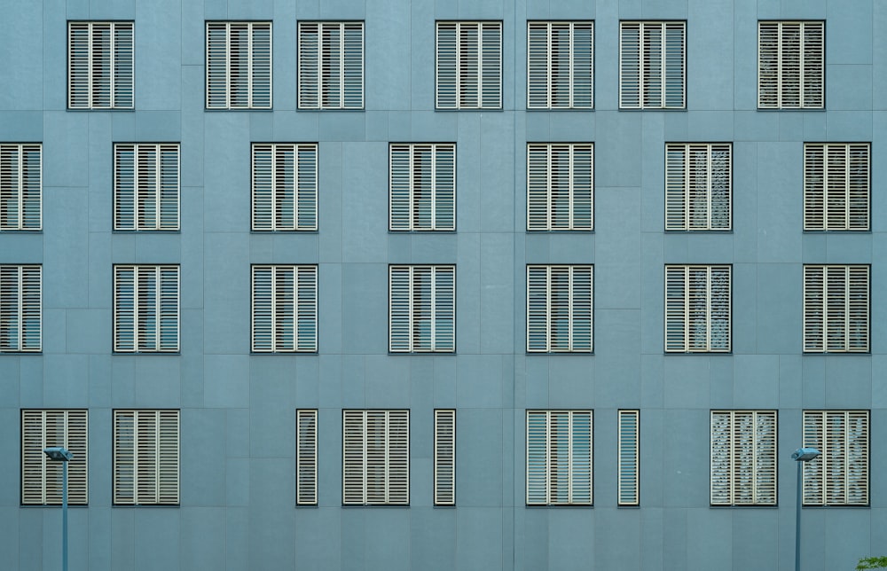 blue and white concrete building