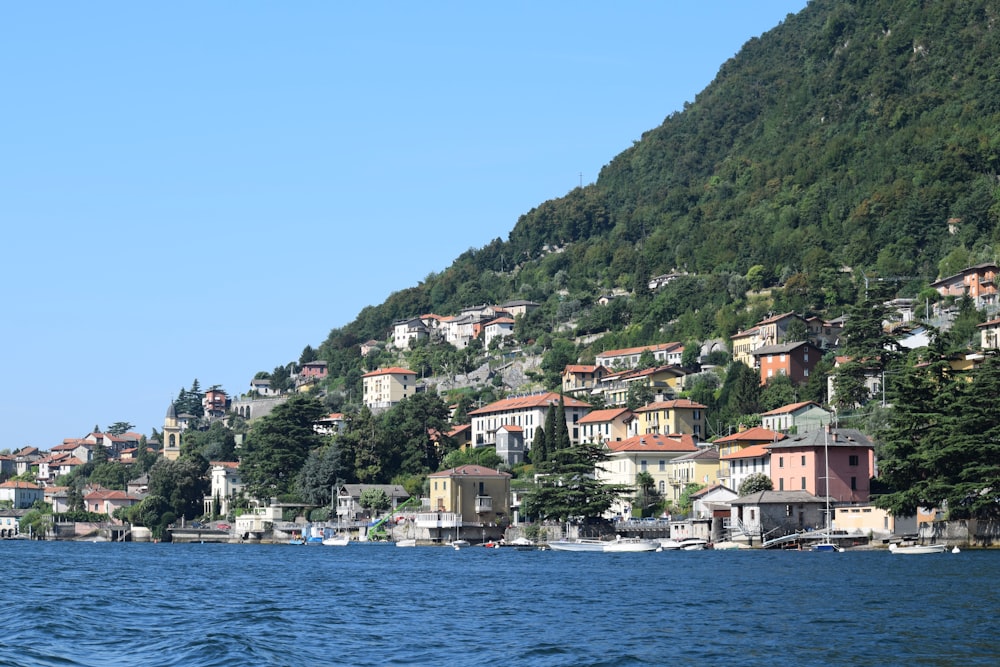 houses on mountain beside sea during daytime