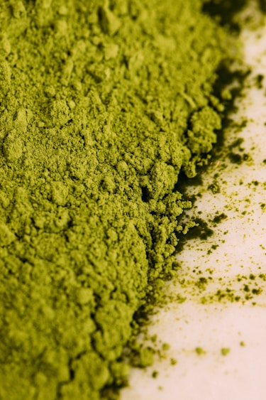 matcha powder on white surface