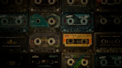 black and blue cassette tape