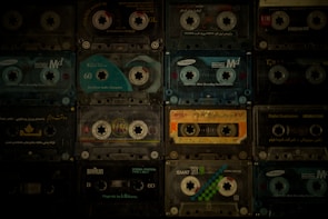 black and blue cassette tape