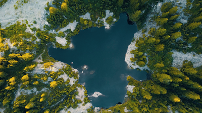 An aerial view of a lake rejuvenation initiative.