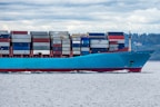 red and blue cargo ship on sea during daytime