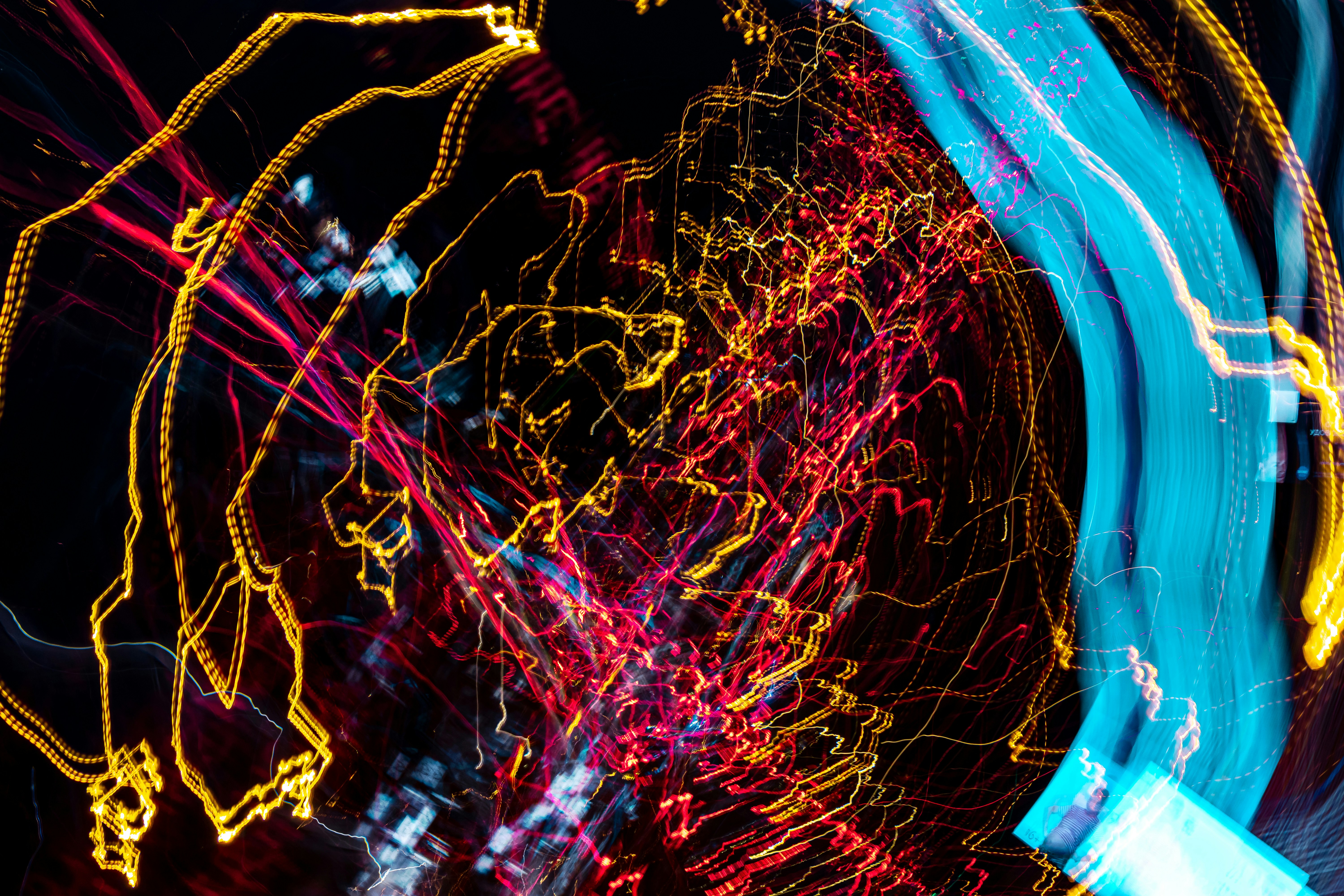 red blue and yellow lights