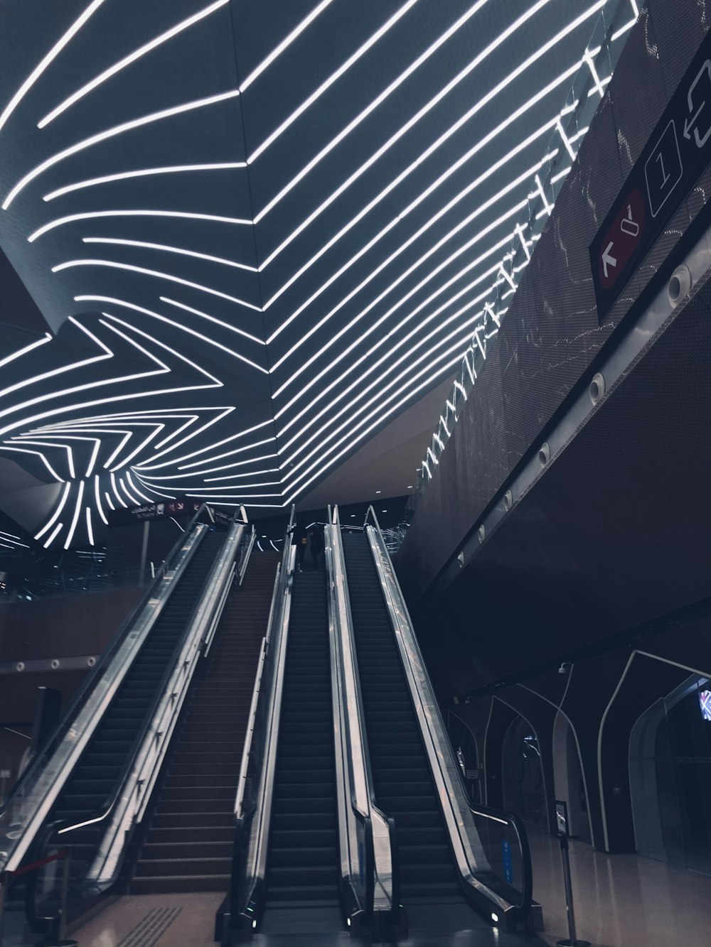 white and black striped ceiling