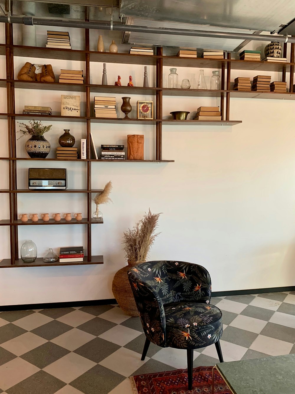 brown wooden shelf with brown wooden frames