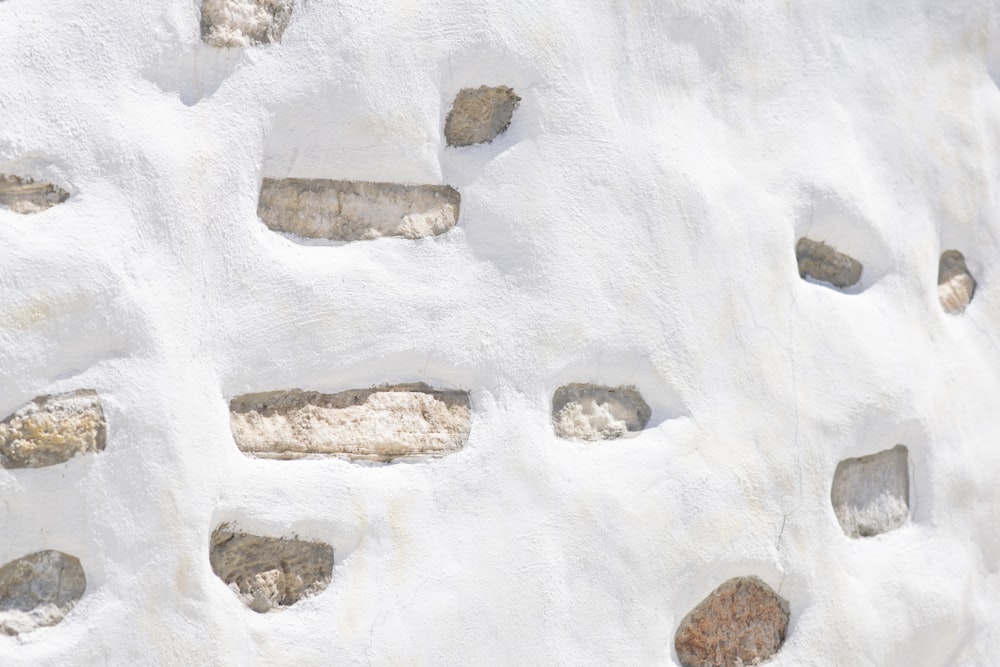 brown rocks on white sand