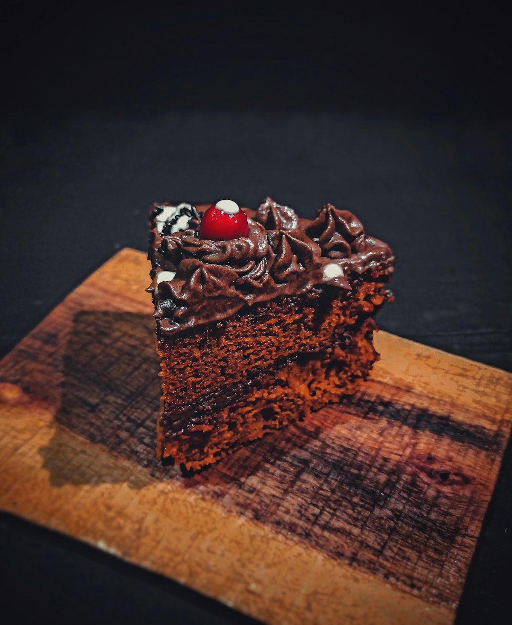 chocolate cake with cherry on top