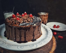 chocolate cake on white ceramic plate