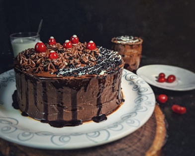 chocolate cake on white ceramic plate