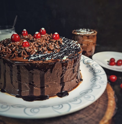 chocolate cake on white ceramic plate