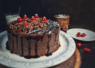 chocolate cake on white ceramic plate