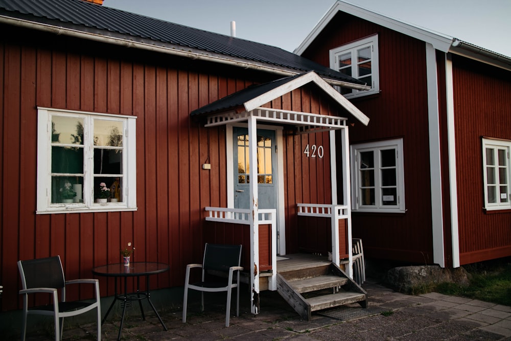 red and white wooden house