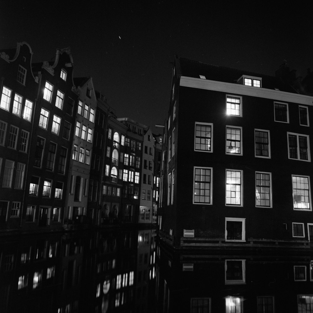 grayscale photo of concrete building