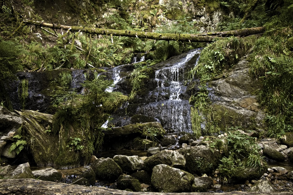 waterfalls on rocky mountain during daytime