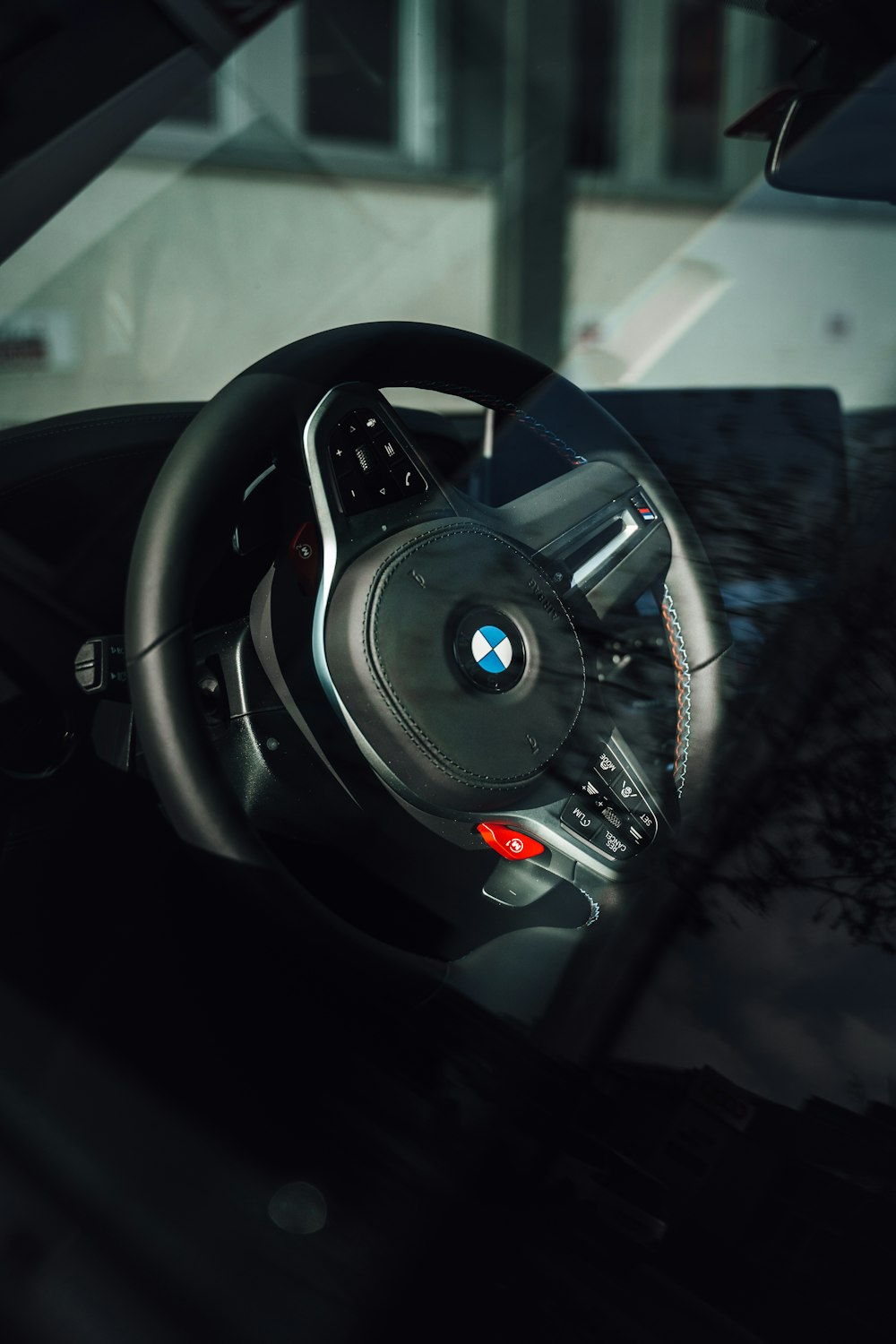 black and silver steering wheel