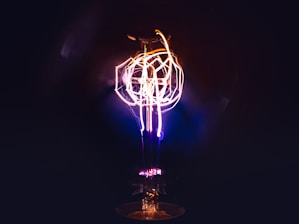 silver and purple light fixture