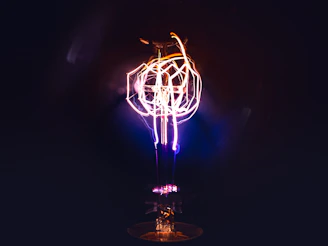 silver and purple light fixture