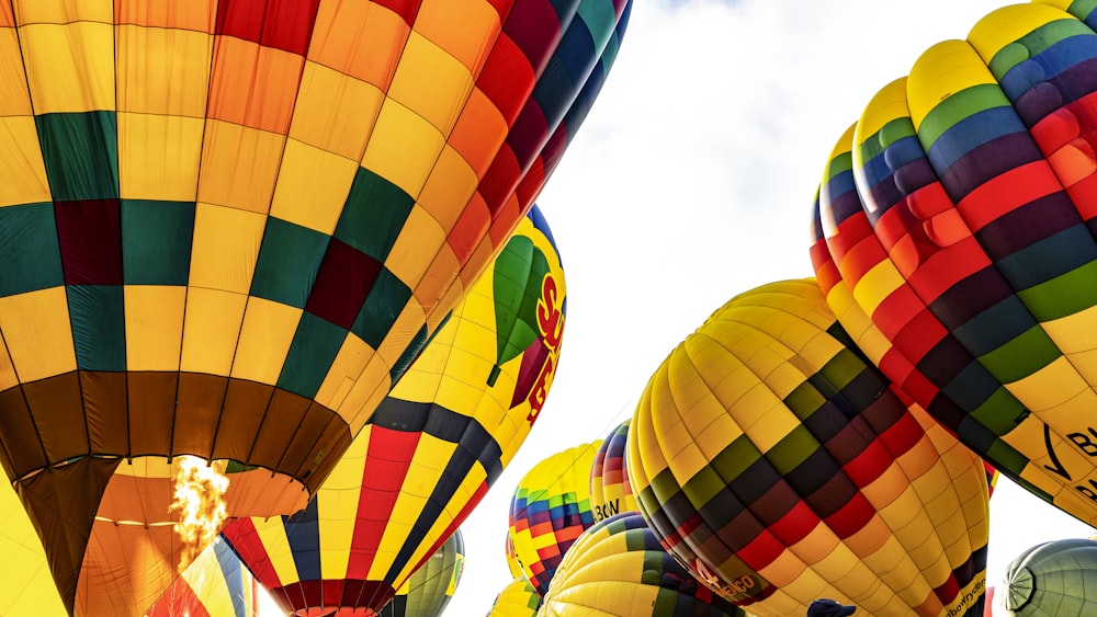 yellow red and green hot air balloon